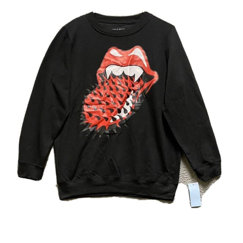 Rolling Stones Graphic Spiked Tongue Sweatshirt Black Sz L